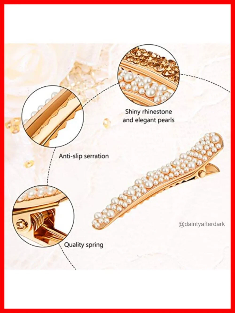 16 Pc Pearl Rhinestone Duckbill Hair Clips Barrettes Styling Tools Accessories